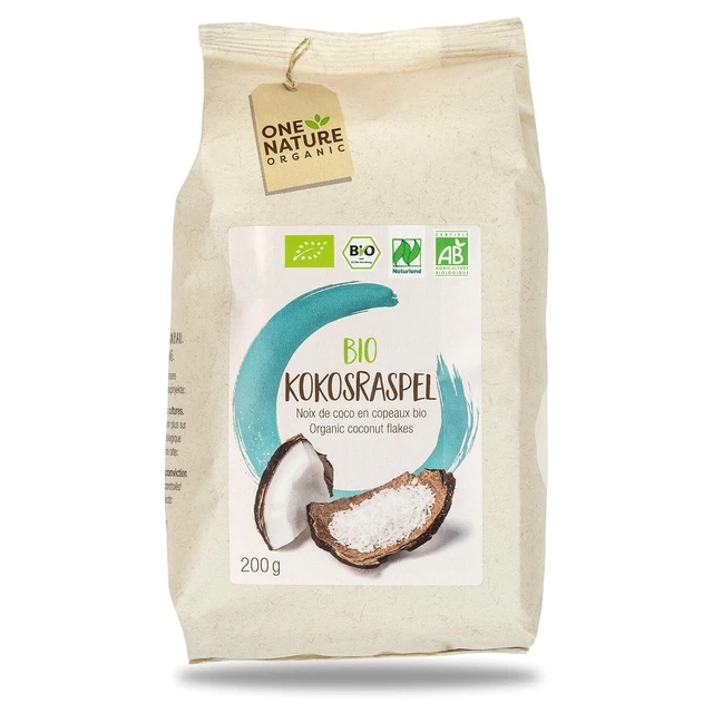 Raspo di cocco One Nature Organic fiocchi di cocco vegani 6 x 200 g NUOVO MHD 4/24
