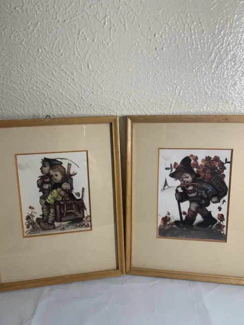 Vintage Original Hummel Mini Framed Prints, 3 3/4" x 4 1/2." Set Of 2.