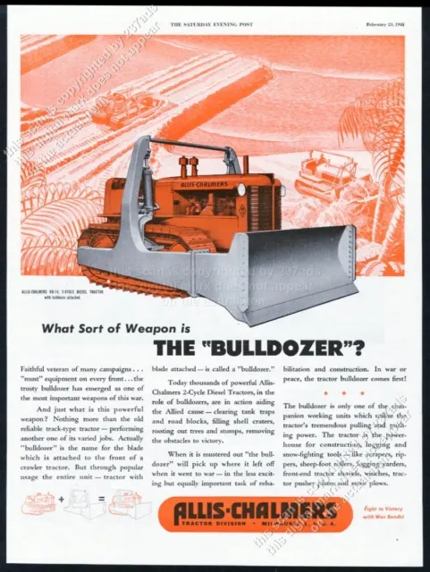 1945 Allis Chalmers HD14 tractor Bulldozer photo vintage print ad