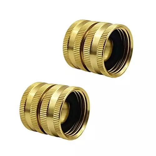 2 Pieces 3/4 Inch Garden Hose Adapter Aluminum Alloy Double Female Swivel Qui...