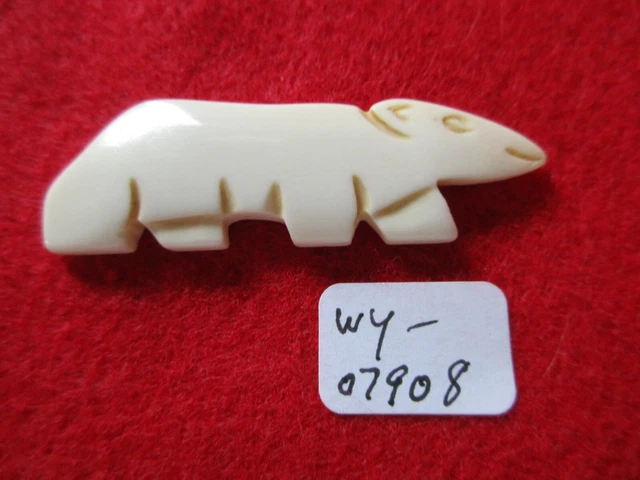 Northwest Coast Moose Antler Polar Bear Carving, Carved Pendant,   Wy-0923*07908