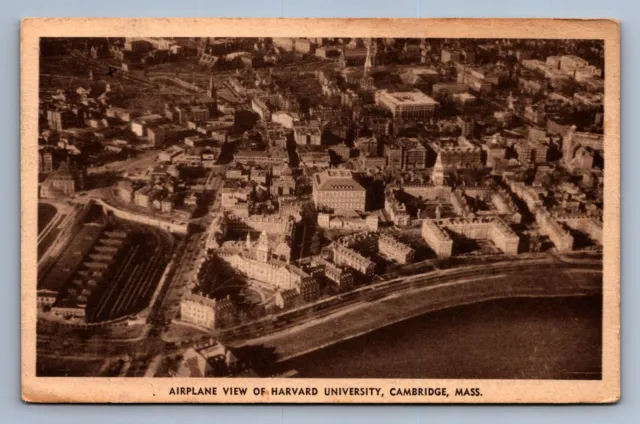 Postcard Vtg Massachusetts Airplane View Harvard University Cambridge