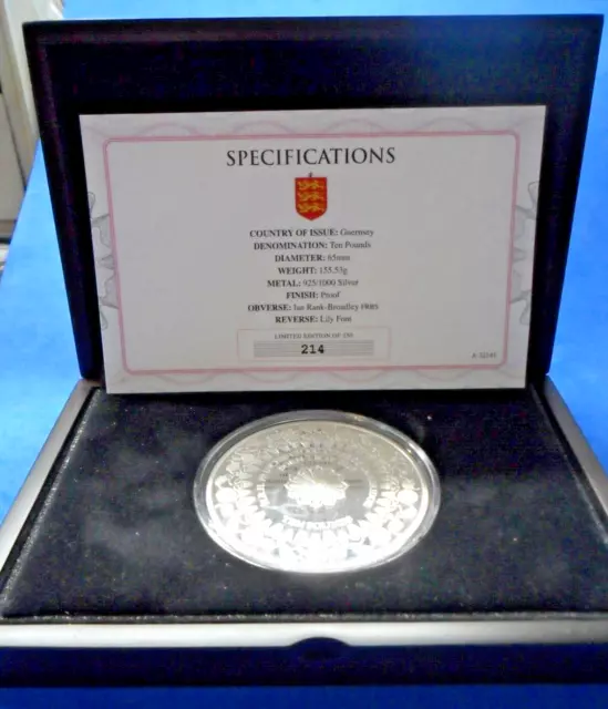 HRH Princess Charlotte 5 Oz 925 Sterling Silver Cased Proof 2015 Guernsey £10