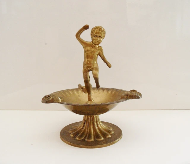 Cendrier de poche vintage des années 1950, laiton de voyage, cendrier en laiton avec ancre, laiton italien - France