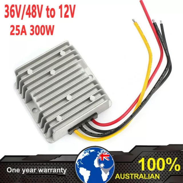 Power Converter 36V/48V to 12V 25A 300W Step Down DC/DC Regulator WaterProof AU