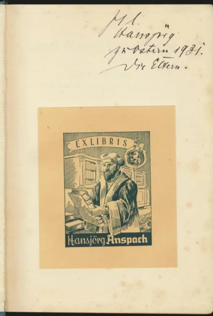 ExLibris Hansjörg Anspach in Buch Graf Spees letzte Fahrt (Pochhammer 1929)
