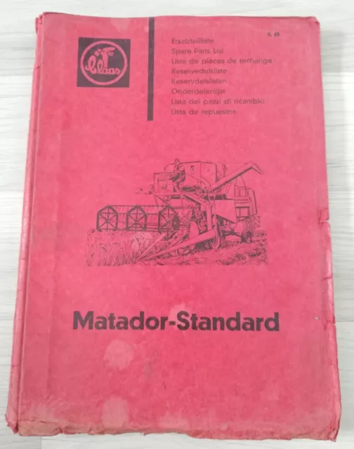 CLAAS MATADOR STANDARD Mähdrescher 1963 Ersatzteilliste Teilekatalog