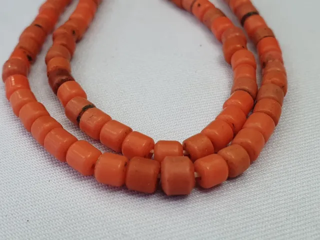 Old Beads Ancient orange Color Glass Beads Jewelry Necklace 2