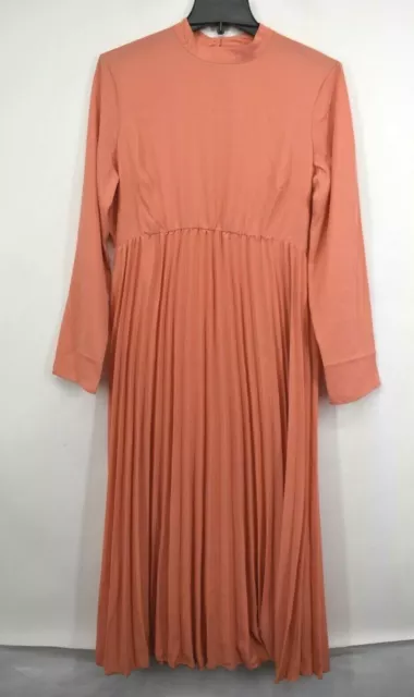 ASOS DESIGN Womens Orange Long Dress Maternity Pleated High Neck Midi Dress 8