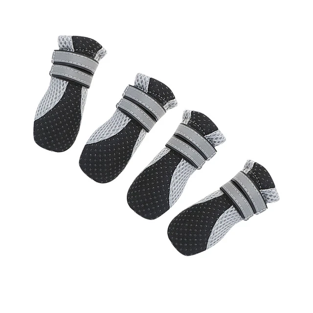 4 un. zapatos para perro red de verano transpirables para mascotas zapatos para caminar seguros para noche reflectantes
