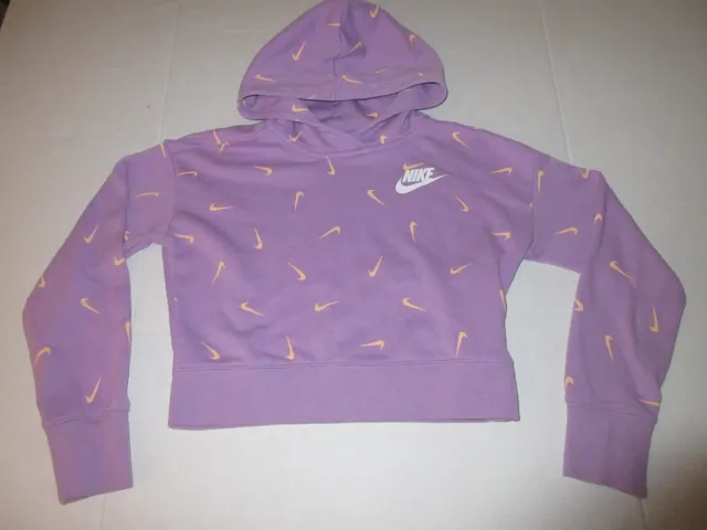 Nike Sweatshirt Girls Lavender Hooded Hoodie Pullover Cropped Youth Large Girls