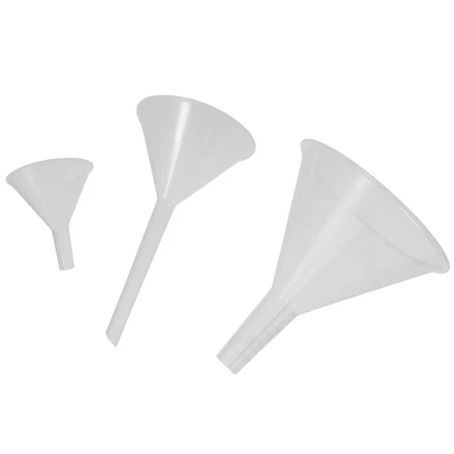 3Pcs Clear Plastic Funnel Set  Filling Tool Lab PP Funnels  Perfume, Sand Art