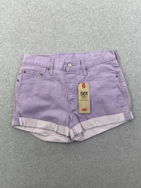 NWT Levis 501 Womens Mid Rise Rolled Cuff Shorts 29 Lavender MSRP $69