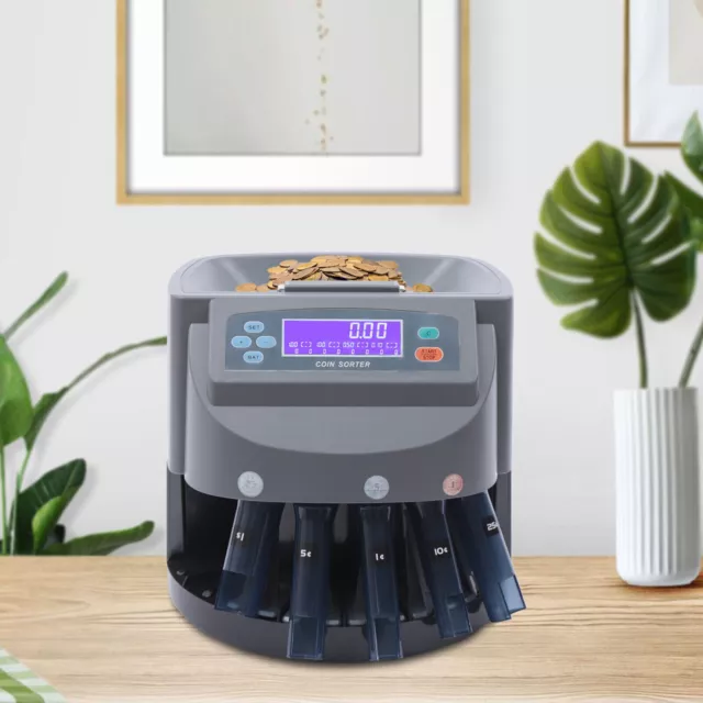Commercial Coin Counter Sorter Machine Fast Sorting Money Change Sorter with LCD