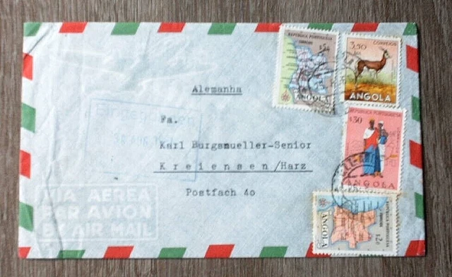ANGOLA:Nice Aimail-Letter von 1961 mit Misch-Frankatur,von Benguela n. Kreiensen