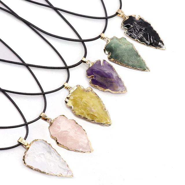 Natural Crystal Arrow Quartz Stone Pendant Chakra Healing Gemstone Necklace Gift