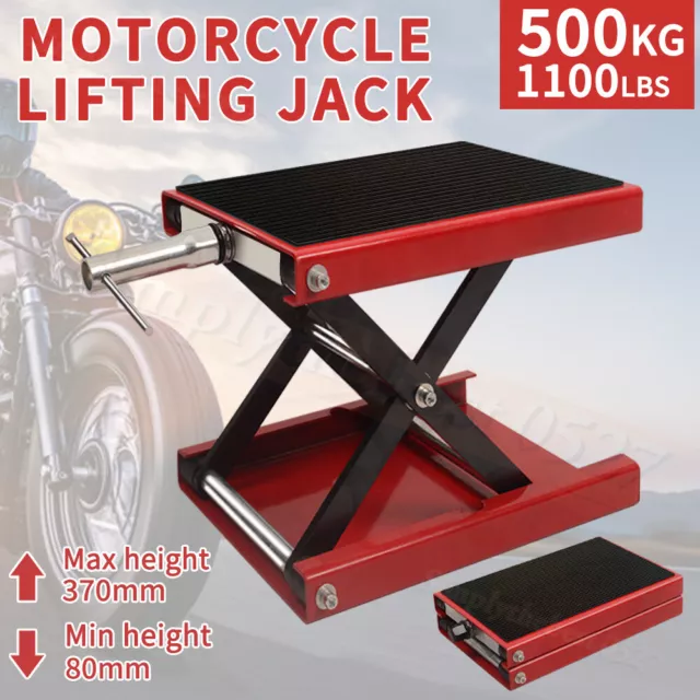 500kg Motorcycle Lift Scissor Jack Work Stand Motorbike Heavy-Duty Bike 1100lb