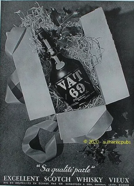 Publicite Vat 69 Liqueur Scotch Whisky Leith Ecosse De 1937 French Ad Pub