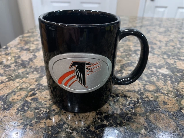 VTG Atlanta Falcons NFL Black Ceramic Coffee Mug Old Logo Retro Throwback Metal