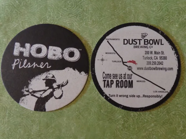 Beer Coaster ~ DUST BOWL Brewery Hobo Pilsner ~ Turlock, CALIFORNIA; Since 2009