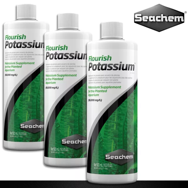Seachem 3x 500ML Flourish Potasio Kalium-Dünger para Plantas de Acuario
