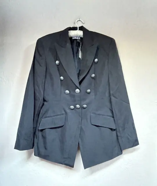 DKNY Womens Single-Breasted Collared Jacket Coat Size 12 Black Long Sleeve New