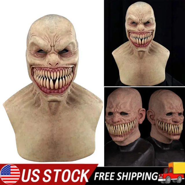 Halloween Devil Horror Mask Scary Full Head Mask Latex Cosplay Clown Face Cover