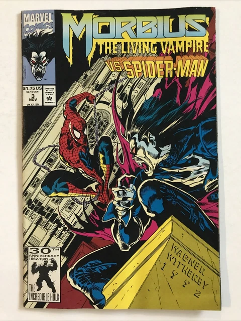 Morbius the Living Vampire vs spiderman comic 1992 #3