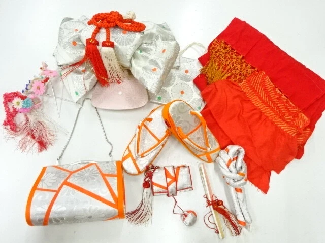 42794# JAPANESE KIMONO / SHICHI-GO-SAN SET FOR GIRLS (ZORI:18 cm)