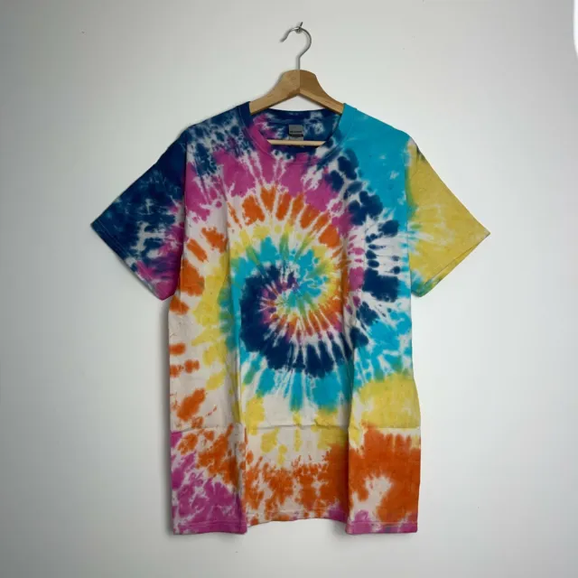 T-shirt Rainbow Spiral TIE DYE tinta a mano tiedye nuova Unisex Bambini Festival 08