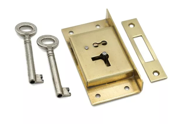 Half Mortise Lock Chest Trunk Medium Box Lock Solid Brass Cabinet Lock 2 Keys