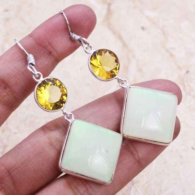 Dichroic Glass 925 Silver Plated Handmade Earrings of 2.2" Ethnic Gift