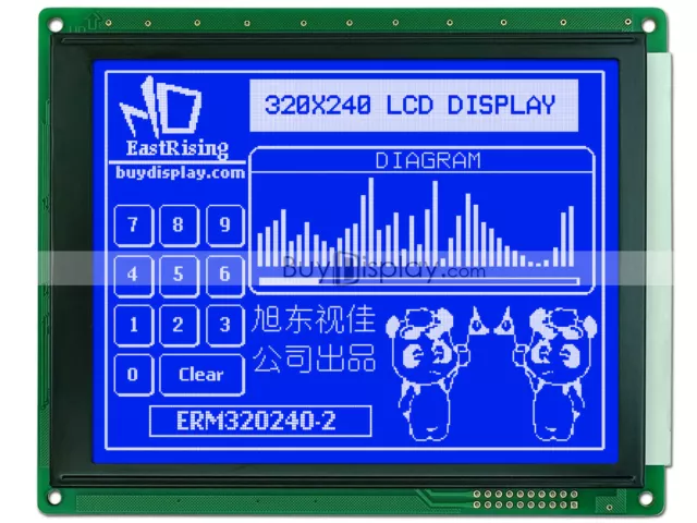 5.7"Blue 320x240 Graphic GLCD LCD Module w/RA8835 (SED1335),Optional Touch Panel
