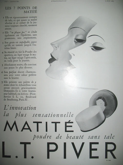 Piver Talc-Free Beauty Powder Press Advertisement French Ad 1934