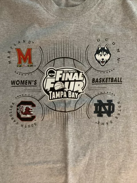 2015 NCAA Women Final Four UCONN, Notre Dame, Terps, South Carolina Gray Size L
