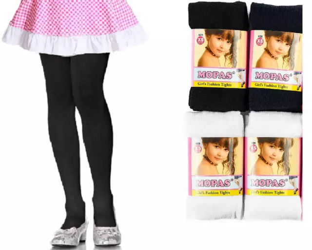 3,6 Pairs Girl's Mopas Winter Solid Color Classic Tights Black,Navy,White XS-XL