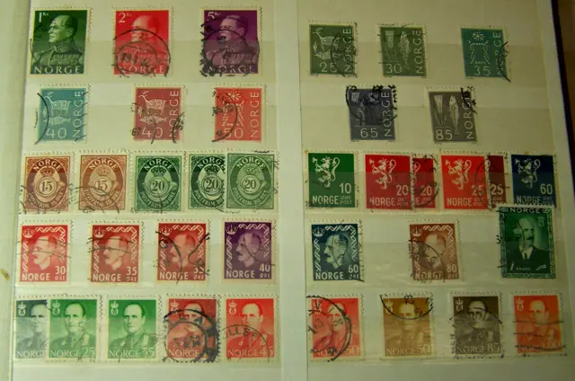 Großes Lot alte Briefmarken aus Norwegen Norga Konvolut