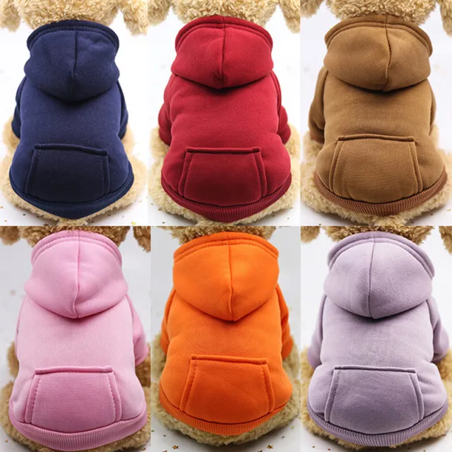 Solid Color Pet Dog Fleece Sweater Warm Dog Clothes Hoodie Soft Puppy CostuS-7H