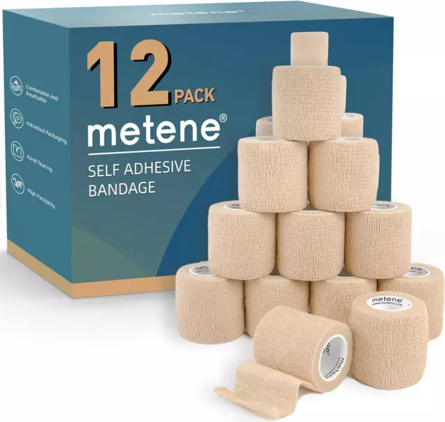 Self Adhesive Bandage Wrap 12 Pack, Athletic Tape 2 Inches X 5 Yards, Sports Tap