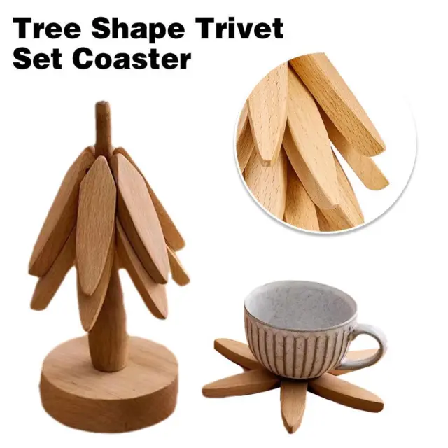 Wooden Trivets For Hot Dishes Tree-Shape Trivet Set Coaster B6 For Tea L7 L4D4