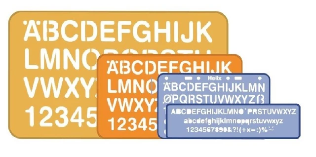 HELIX LETTERING STENCILS Numbers Symbols Templates 4 Piece Set School ...