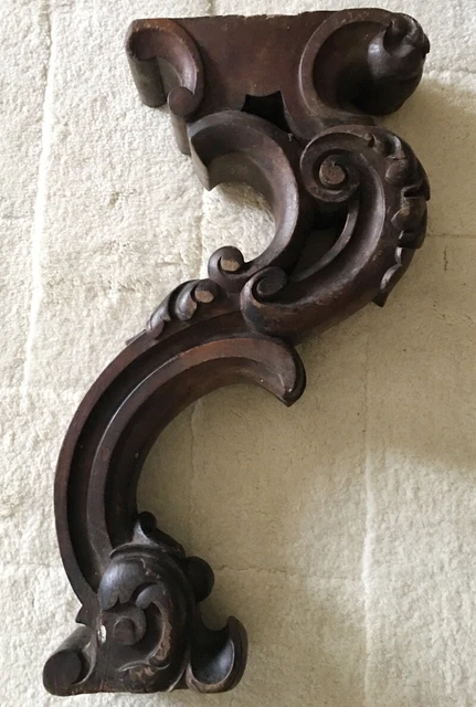 19th C Antique French Carved wood Gilt Post Corbel Leg Pedestal