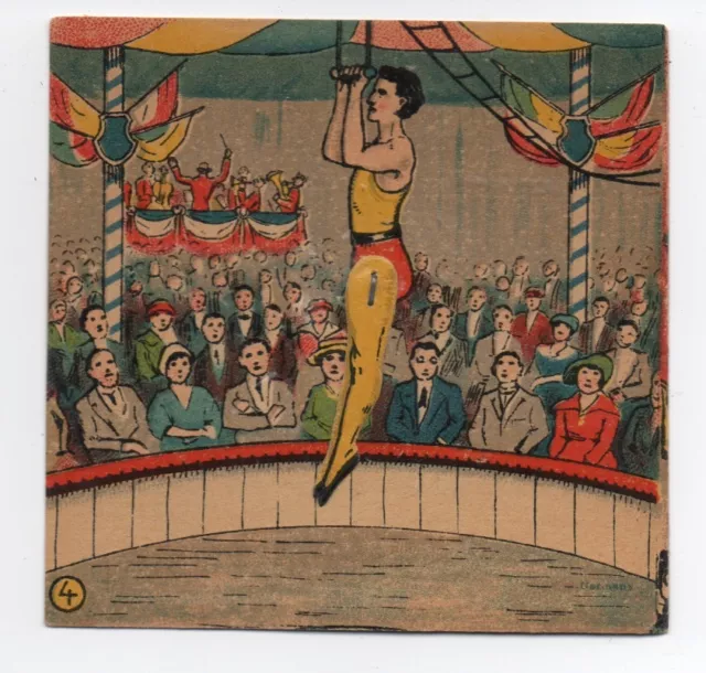 1910 Paper Card with Mechanical Acrobat performing before Audience