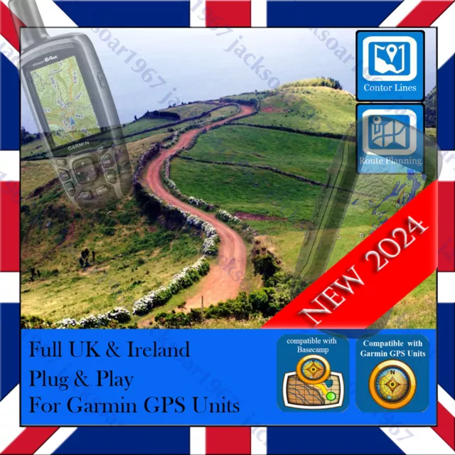 2024 GPS Garmin compatibile  Walking or Hiking maps  Full UK & Ireland-2024