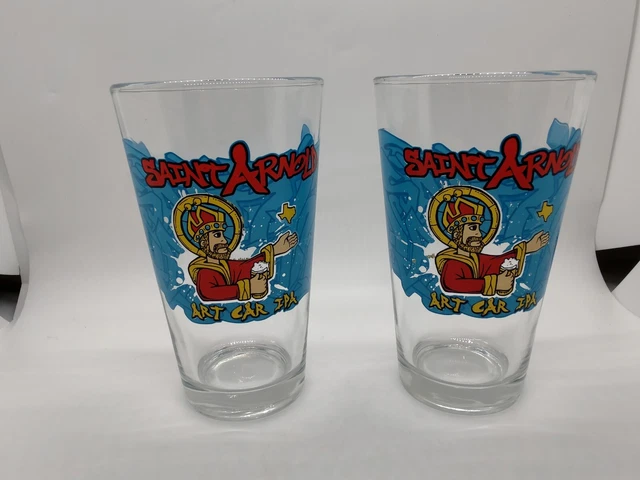 Set of 2 Saint Arnold Art Car American IPA Craft Beer Pint Shaker Glasses