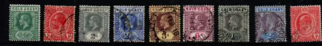 Gold Coast 1908-1921 KGV Definitive Issue SG69(KEdVII) &SG71-80 Used