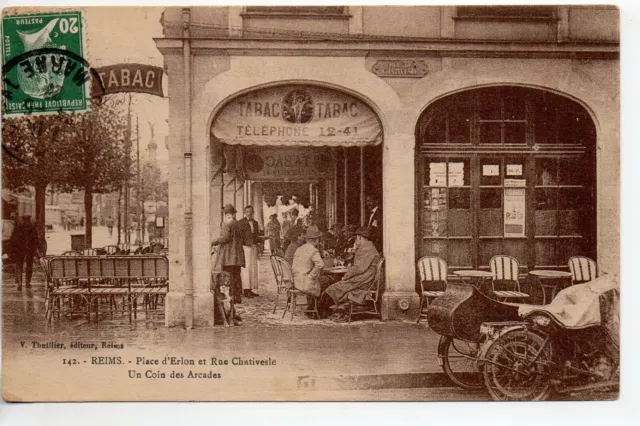 REIMS - Marne - CPA 51 - Théme Commerce - Bureau de Tabac de la Rue Chativesle