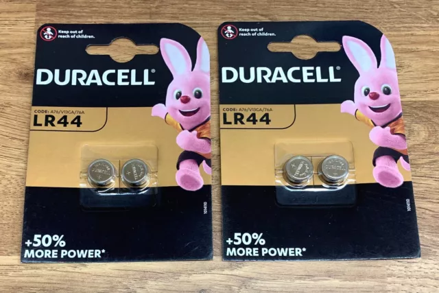 4x DURACELL LR44 BATTERIES RW82 L1154 SR44 COIN CELL BUTTON ALKALINE EXP 10/24