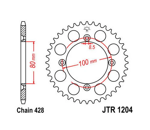 JT Steel Rear Sprocket 428 50T #JTR1204.50 Honda XR100R/CRF100F