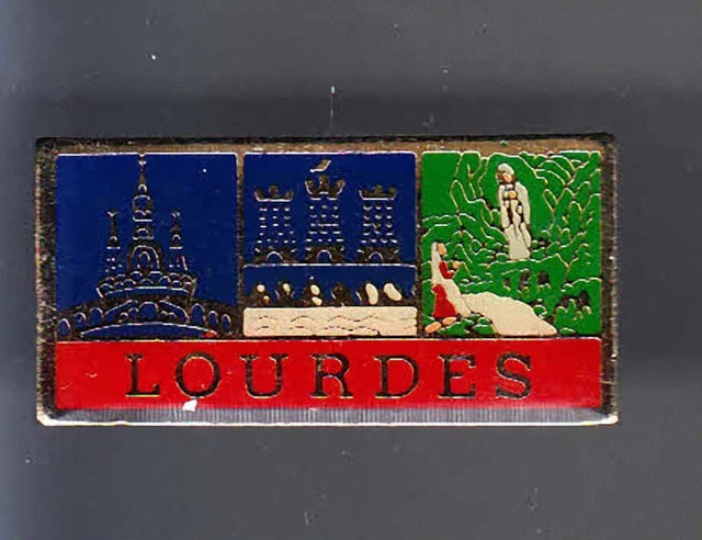 Broche Pèlerinage Ancienne - L'Alsace à Lourdes - Vierge Miraculeuse - Laiton